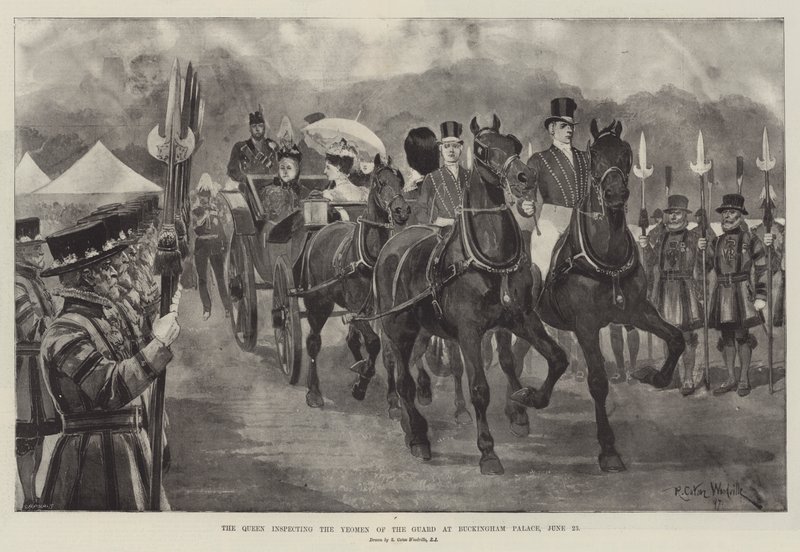 الملكة تتفقد Yeomen of the Guard في قصر باكنغهام ، 23 يونيو بواسطة ريتشارد كاتون وودفيل جونيور