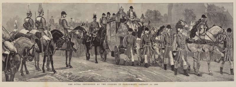 الموكب الملكي في افتتاح البرلمان ، 21 يناير 1886 بواسطة ريتشارد كاتون وودفيل جونيور