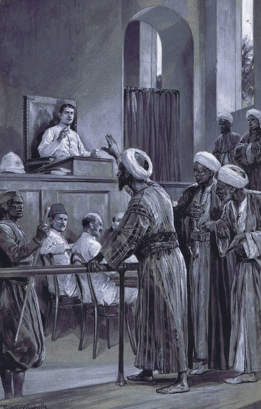السير ويليام لويد ماثيوز يقيم العدل في زنجبار 1882 بواسطة بعد ريتشارد كاتون الثاني وودفيل