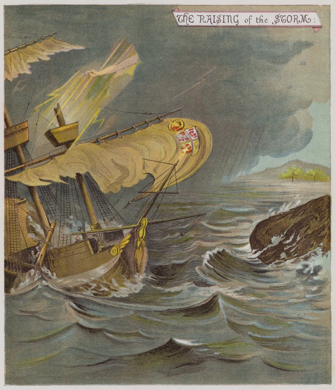 رسم توضيحي لـ The Tempest (chromolitho) بواسطة ريتشارد أندريه