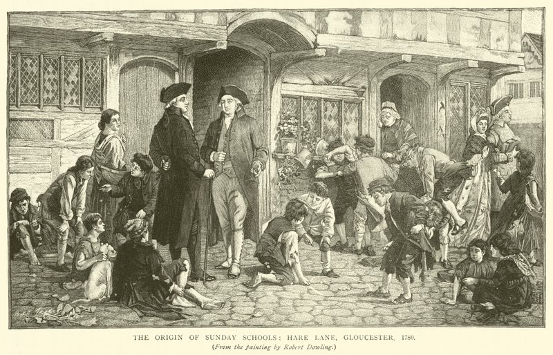 أصل مدارس الأحد ، هير لين ، جلوسيستر ، 1780 بواسطة روبرت داولينج