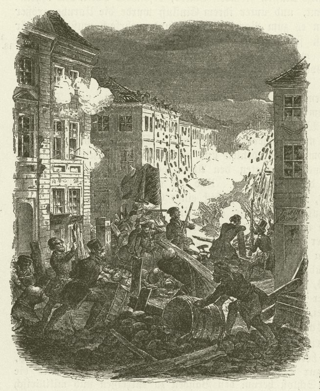 قتال في حاجز خارج Kolln Town Hall في برلين ليلة 18-19 مارس 1848 بواسطة روبرت كريتشمر