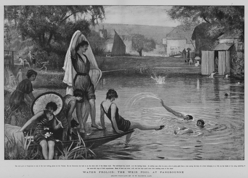 Frolics الماء ، بركة Weir في Pangbourne (litho) بواسطة روبرت ووكر ماكبث