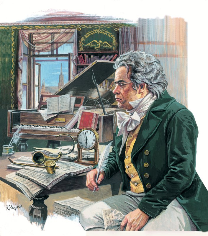 لودفيغ فان بيتهوفن (1770-1827) (غواش على ورق) بواسطة روجر باين