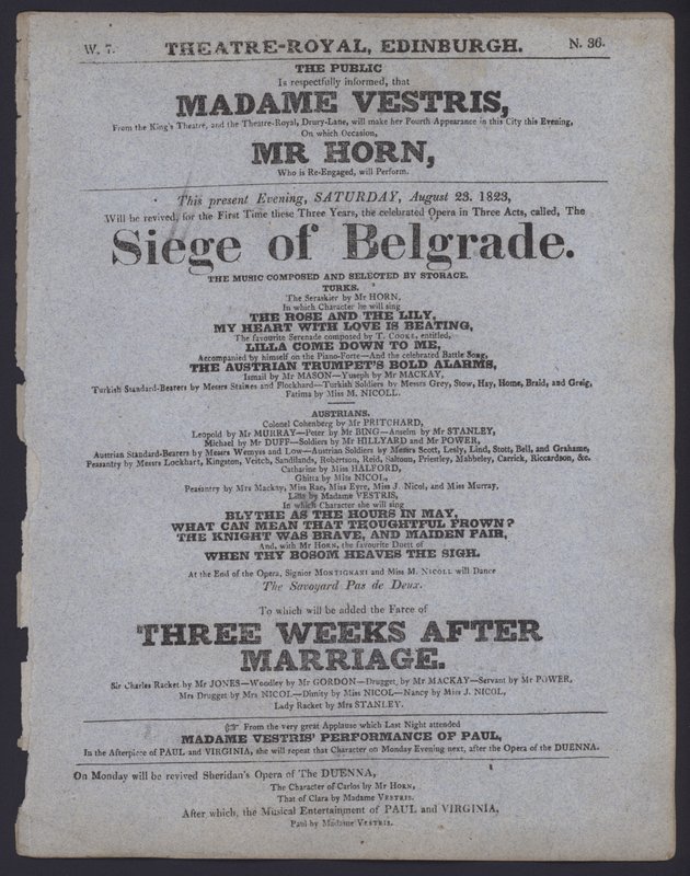 Theatre programme for the Theatre Royal, Edinburgh, 23 August 1823 (litho) بواسطة المدرسة الاسكتلندية