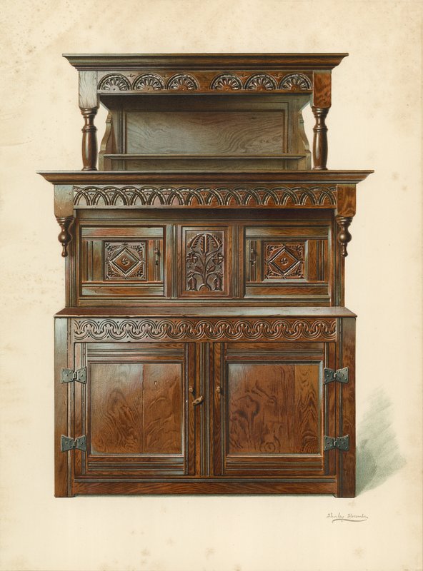 خزانة أوك كورت (Tridarn) ، ملكية H Clarence Whaite (chromolitho) بواسطة شيرلي تشارلز Llewellyn Slocombe