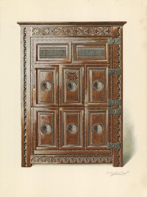 خزانة البلوط (الويلزية) (chromolitho) بواسطة شيرلي تشارلز Llewellyn Slocombe