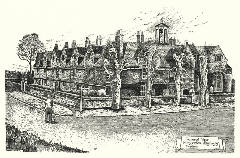 منظر عام ، Hungerford Almshouses ، Corsham (نقش) بواسطة سيدني هيث