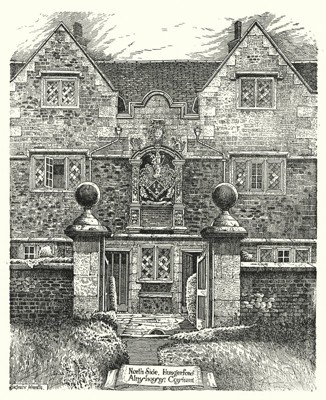 الجانب الشمالي ، Hungerford Almshouses ، Corsham (نقش) بواسطة سيدني هيث