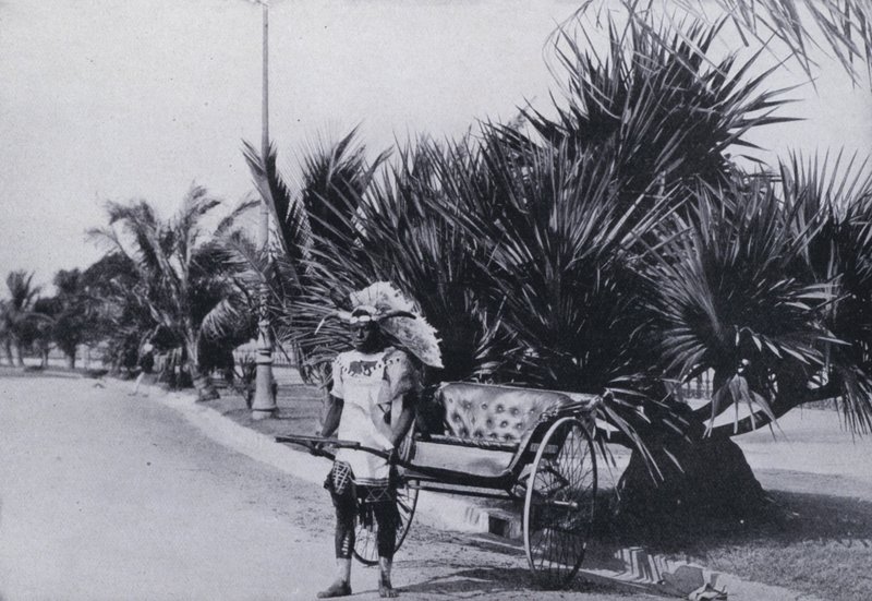 Bay Esplanade ، ديربان ، تظهر الريكشة (b / w photo) بواسطة مصور جنوب أفريقي