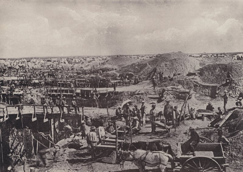 مشاهد في الأيام الخوالي ، الفرز الجاف في عام 1872 (صورة بالأبيض والأسود) بواسطة مصور جنوب أفريقي