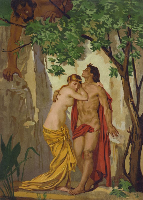 فاجأ Galatea و Acis العملاق Polyphemus بواسطة المدرسة الاسبانية