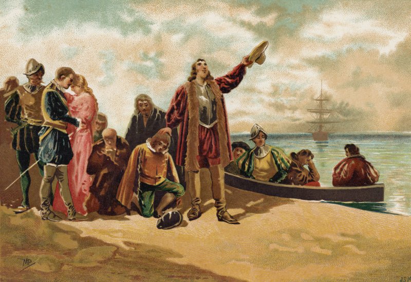 هبوط آباء الحاج في نيو إنجلاند ، 1620 بواسطة المدرسة الاسبانية
