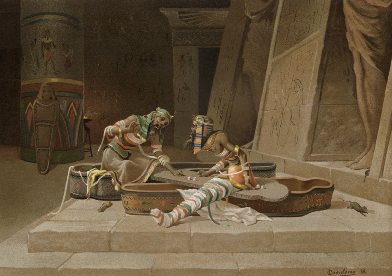 مومياوات Setna و Ptahneferka يلعبان النرد لكتاب Thoth السحري بواسطة المدرسة الاسبانية