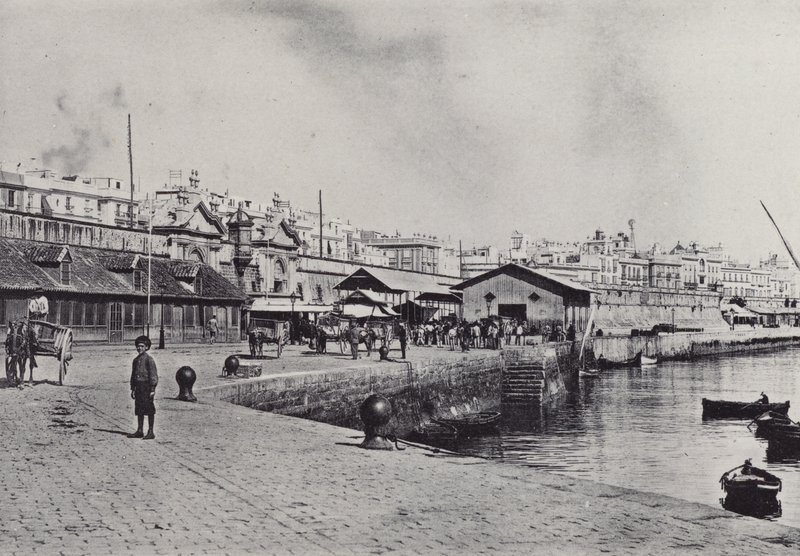 قادس: El Muelle (b / w photo) بواسطة المصور الإسباني