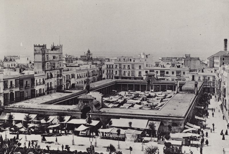 قادس: بلازا دي أباستوس (صورة b / w) بواسطة المصور الإسباني