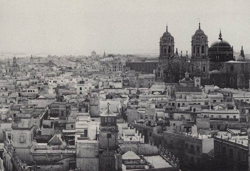 قادس: منظر من برج تافيرا (صورة b / w) بواسطة المصور الإسباني