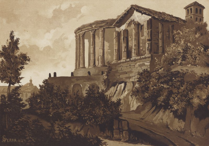 المعابد الرومانية من Tiburtine Sibyl and Vesta ، Tivoli ، إيطاليا بواسطة المدرسة الاسبانية