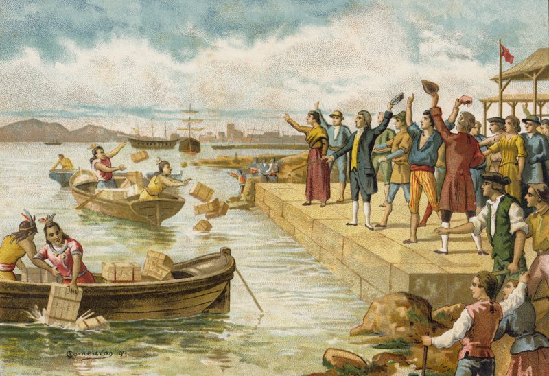 حفلة شاي بوسطن ، 1773 بواسطة المدرسة الاسبانية