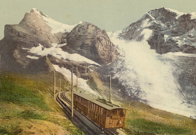 بيرنيز أوبرلاند: Jungfraubahn (صورة ملونة) بواسطة المصور السويسري