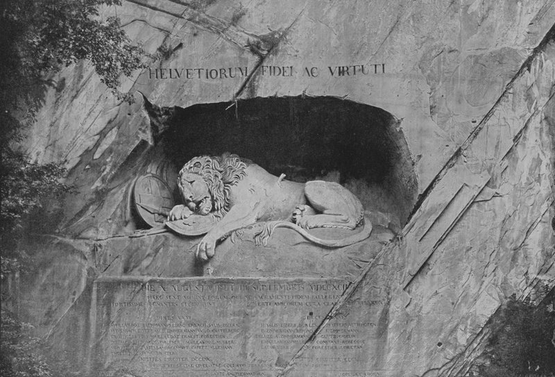 Le Lion de Lucerne (صورة أبيض وأسود) بواسطة المصور السويسري