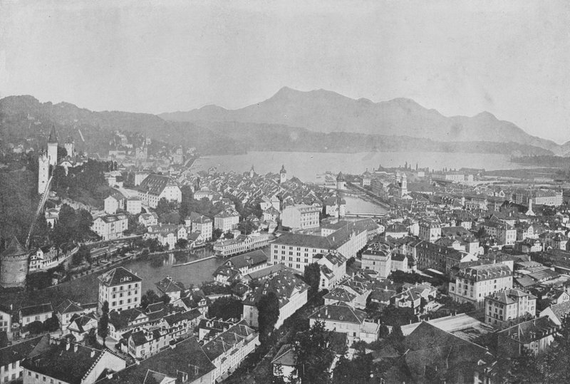 Lucerne et Righi (صورة b / w) بواسطة المصور السويسري