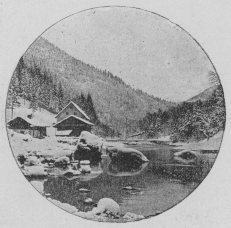المناظر الطبيعية الشتوية في Les Brenets ، Jura Neuchatelois (صورة b / w) بواسطة المصور السويسري