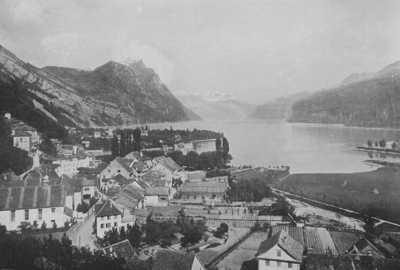 Weesen ، Lac de Wallenstadt (صورة b / w) بواسطة المصور السويسري