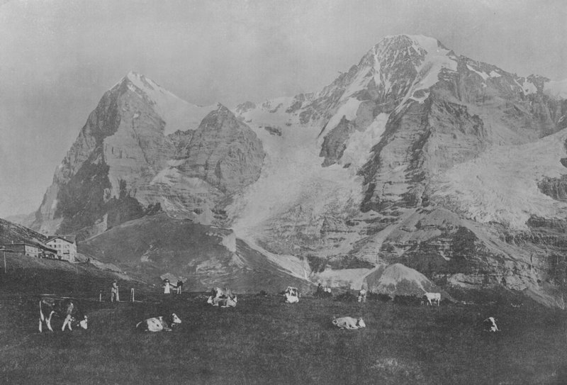 Wengernalp ، Eiger et Monch (صورة b / w) بواسطة المصور السويسري