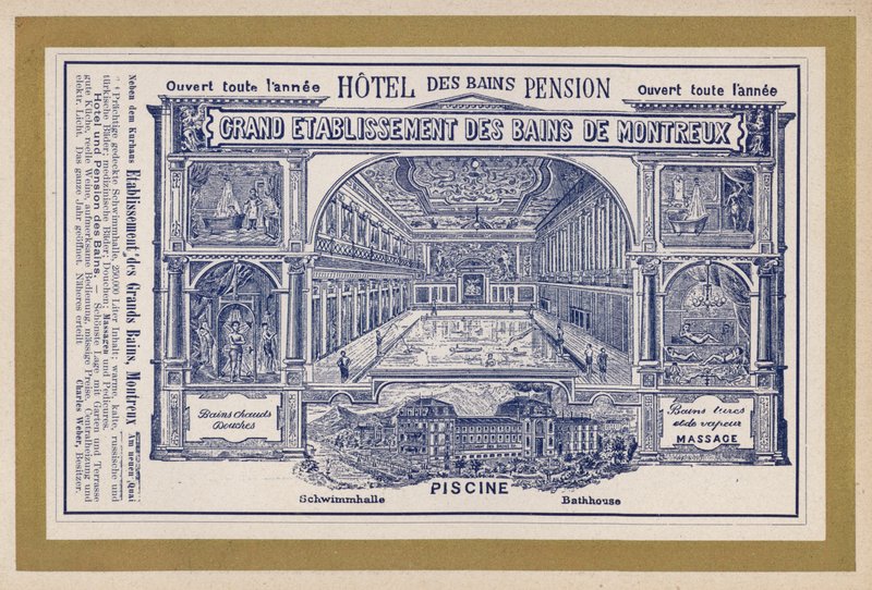 إعلان عن شركة Grand Etablissement Des Bains De Montreux (نقش) بواسطة المدرسة السويسرية