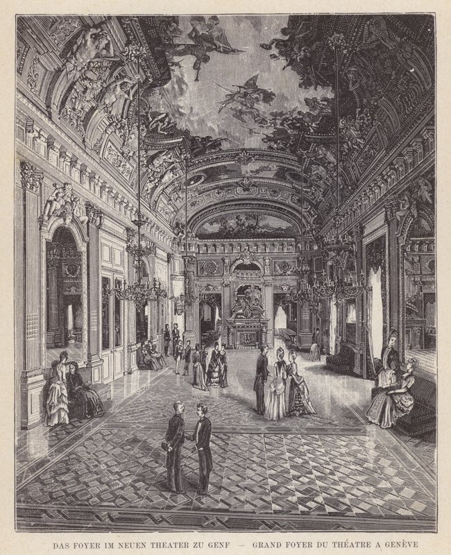 بهو المسرح الجديد في جنيف ، Grand Foyer du Theatre a Geneve (نقش) بواسطة المدرسة السويسرية