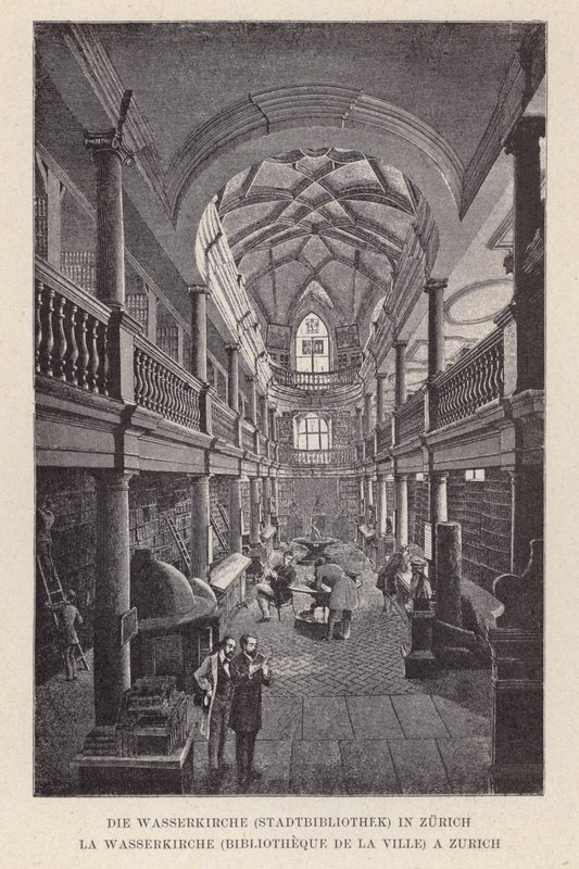 Wasserkirche، City Library، in Zurich، La Wasserkirche، Bibliotheque de la Ville، a Zurich (نقش) بواسطة المدرسة السويسرية
