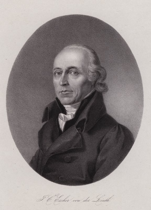 Hans Conrad Escher von der Linth, Swiss scientist, artist and politician (engraving) بواسطة المدرسة السويسرية