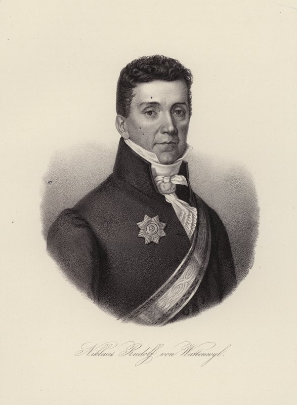 Niklaus Rudolf von Wattenwyl, Swiss general and the last mayor of the Restoration in the city of Bern (engraving) بواسطة المدرسة السويسرية
