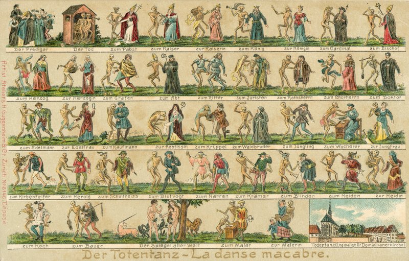 The Dance of Death (colour litho) بواسطة المدرسة السويسرية