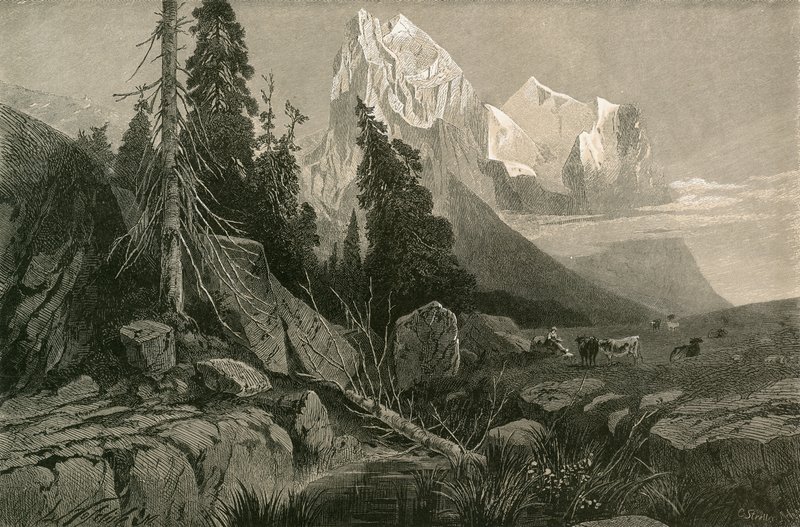 البئر و Wetterhorn بواسطة المدرسة السويسرية