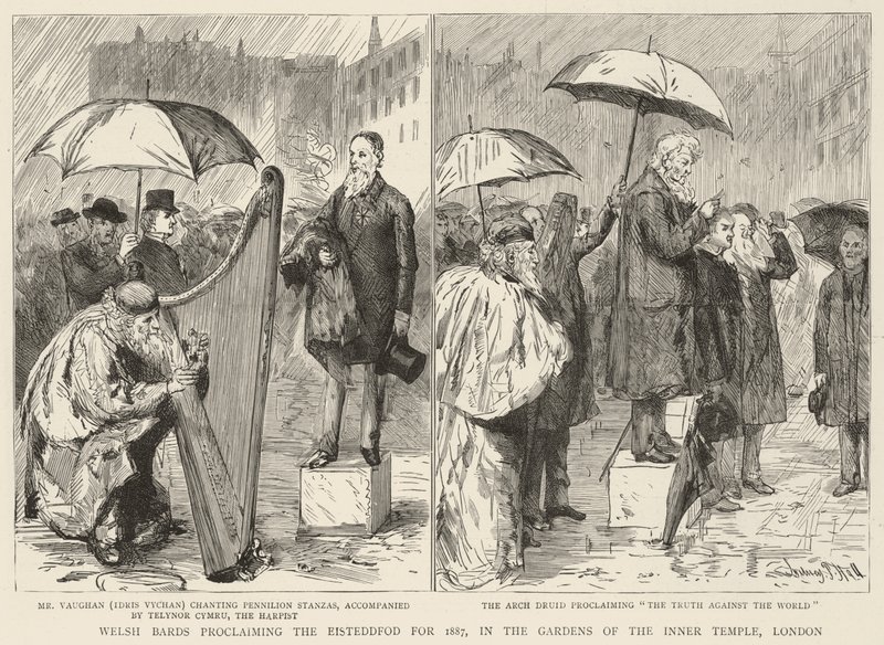 الويلزية Bards تعلن Eisteddfod لعام 1887 ، في حدائق المعبد الداخلي ، لندن بواسطة قاعة سيدني بريور