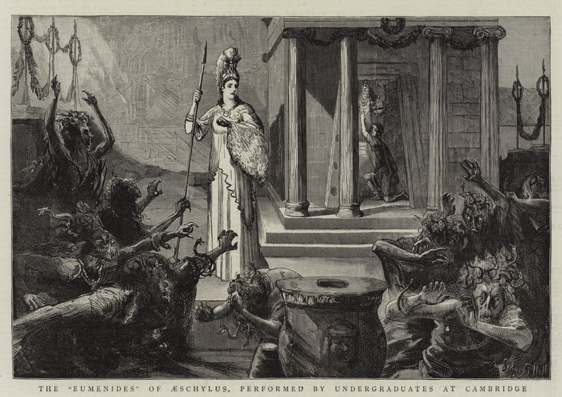 The Eumenides of Aeschylus ، الذي يؤديه البكالوريوس في كامبريدج بواسطة قاعة سيدني بريور