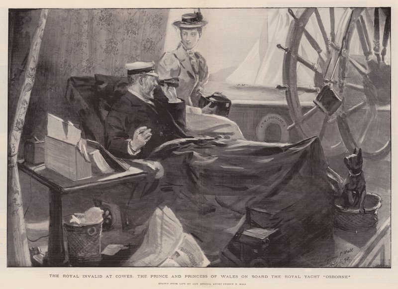 The Royal Invalid at Cowes ، أمير وأميرة ويلز على متن اليخت الملكي أوزبورن بواسطة قاعة سيدني بريور