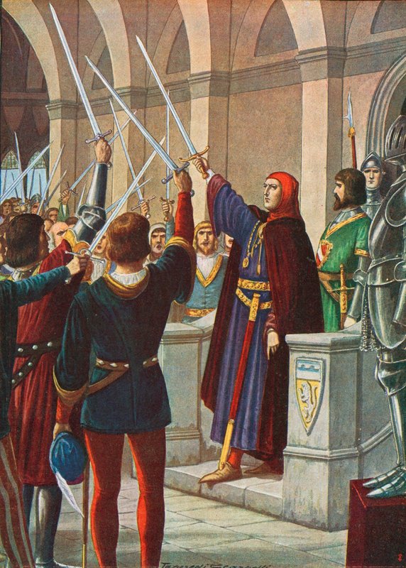 عين Cangrande della Scala عامًا للجامعة Ghibillini ، ديسمبر 1318 بواسطة تانكريدي سكاربيللي