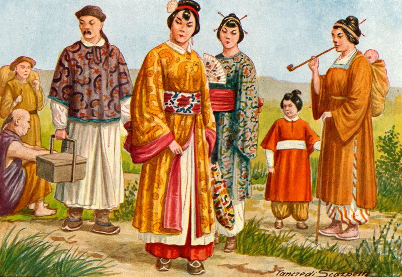 الأزياء الصينية - الفلاحون وسكان المدينة بواسطة تانكريدي سكاربيللي