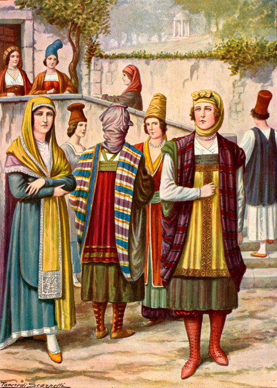 أزياء القرن التاسع عشر ، كما وجدت في اليونان والأرجنتين وغيرها بواسطة تانكريدي سكاربيللي