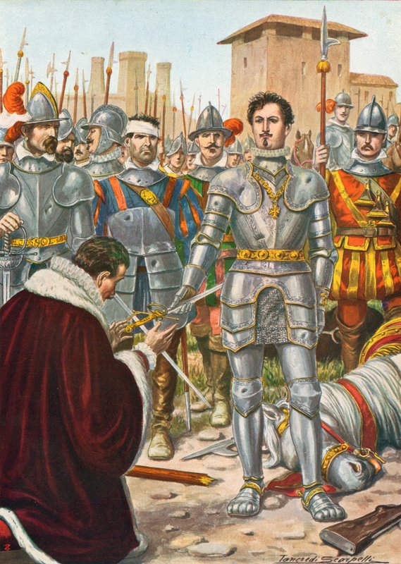 تم أسر فرانسيس الأول من فرنسا في معركة بافيا عام 1525 بواسطة تانكريدي سكاربيللي