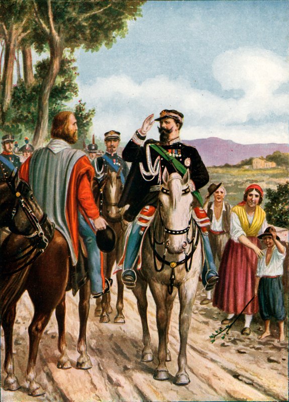 لقاء تاريخي في Teano بين فيكتور عمانويل الثاني وغاريبالدي ، 1860 بواسطة تانكريدي سكاربيللي