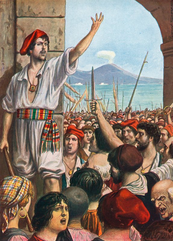 كان توماسو أنيلو ، المعروف باسم ماسانيلو ، الروح الرائدة للثورة في نابولي ، 1647 بواسطة تانكريدي سكاربيللي
