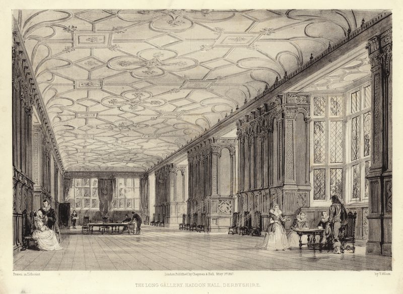 The Long Gallery، Haddon Hall، Derbyshire (lithotint) بواسطة توماس ألوم