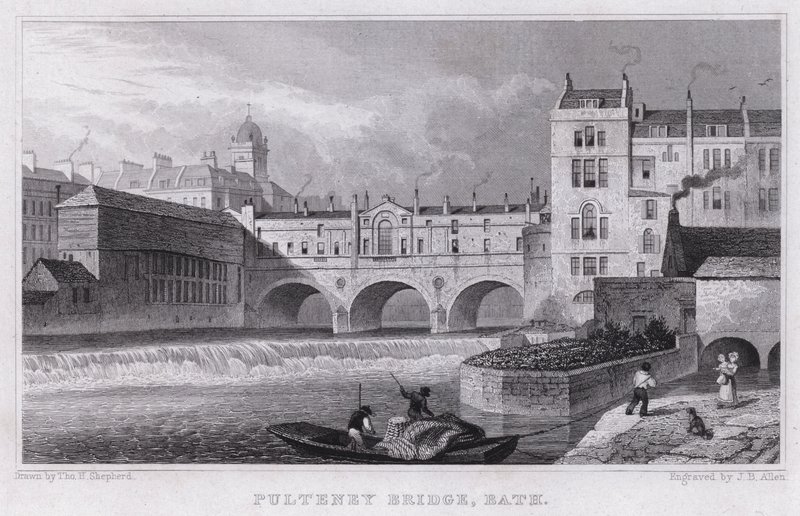 Pulteney Bridge, Bath (engraving) بواسطة توماس هوسمر شيبرد