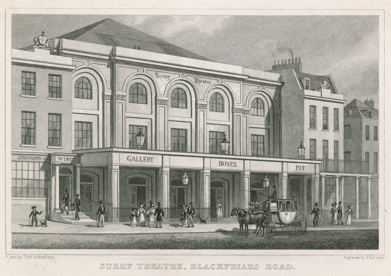 Surrey Theatre, Blackfriars Road, London (engraving) بواسطة توماس هوسمر شيبرد