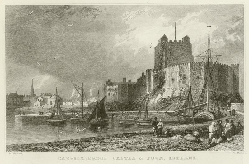 Carrickfergus القلعة والمدينة بواسطة توماس مان باينز
