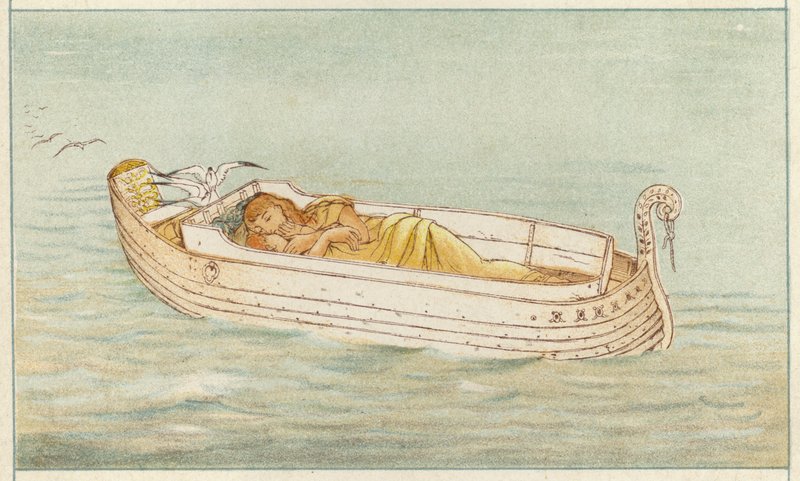 Danae and Perseus (colour litho) بواسطة توماس رالف سبنس